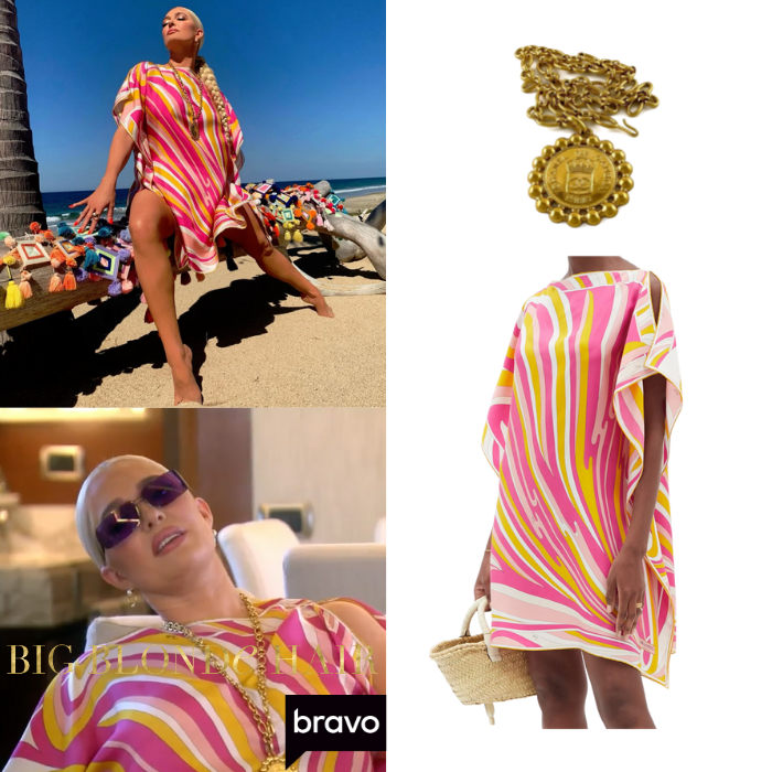Erika Jayne’s Pink and Yellow Striped Cover Up