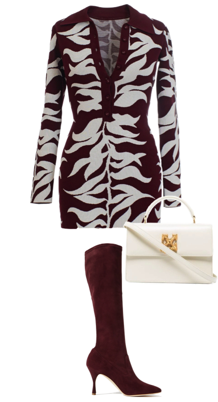 Garcelle Beauvais’ Burgundy and White Printed Dress 1