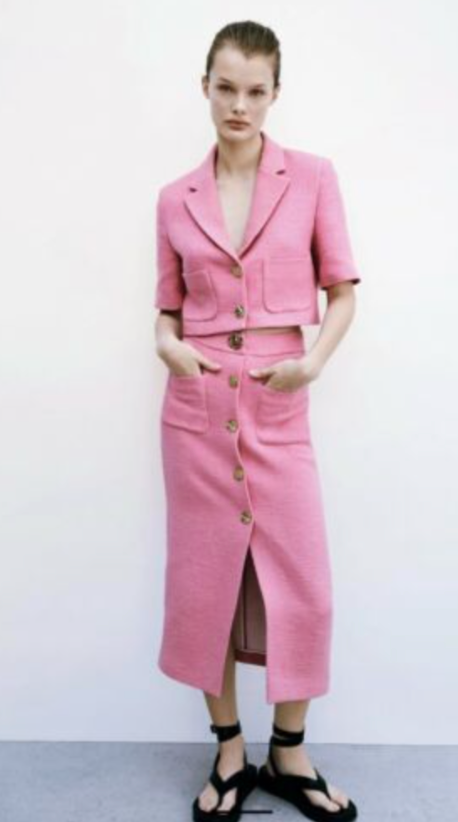 Kenya Moore's Pink Tweed Skirt Set 