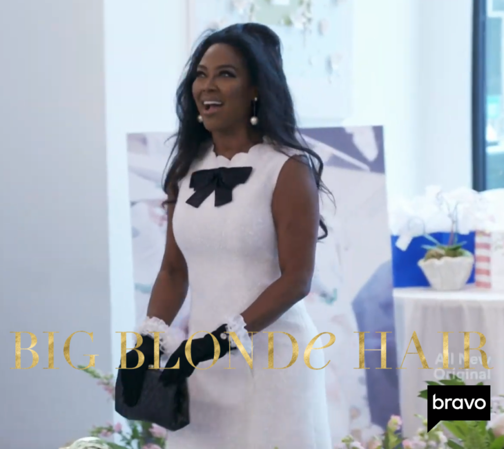 Kenya Moore s White Tweed Bow Dress