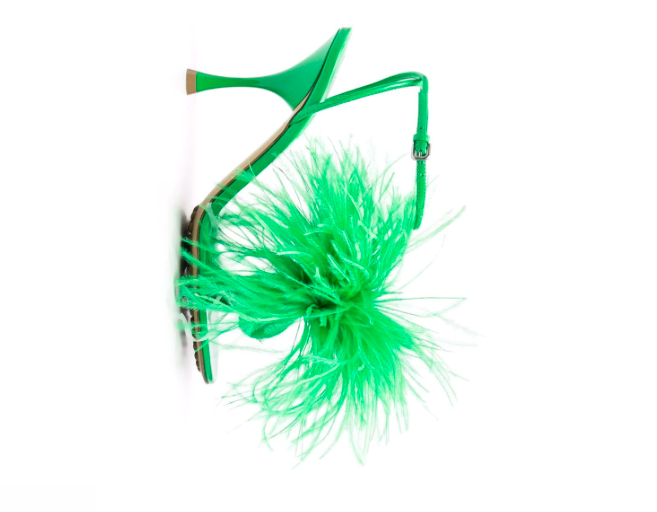 Lesa Melan's Green Feather Sandals