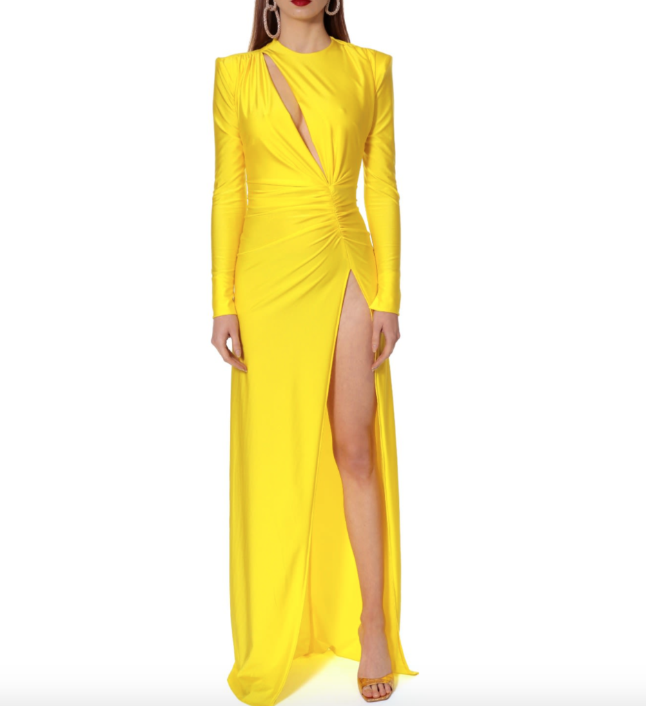 Sanya Richards-Ross' Yellow Cutout Asymmetric Dress