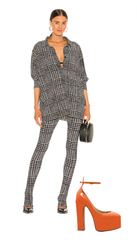 Caroline Stanbury's Black and White Plaid Outfit