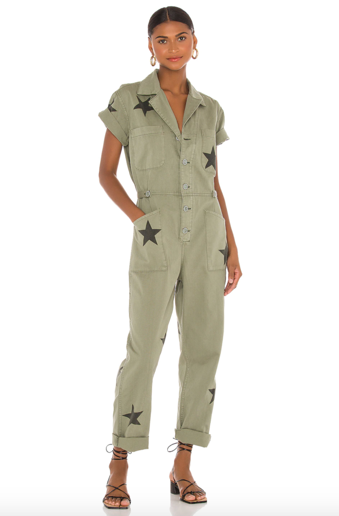 Crystal Kung Minkoff's Army Green Star Print Jumpsuit
