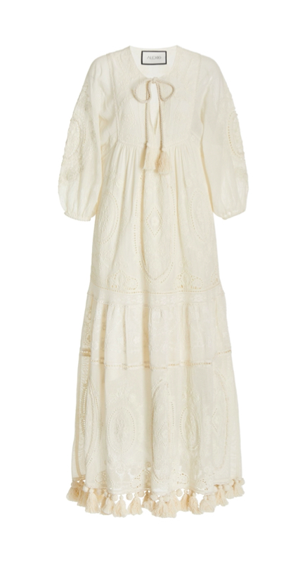 Crystal Kung Minkoff’s White Embroidered Tassel Dress