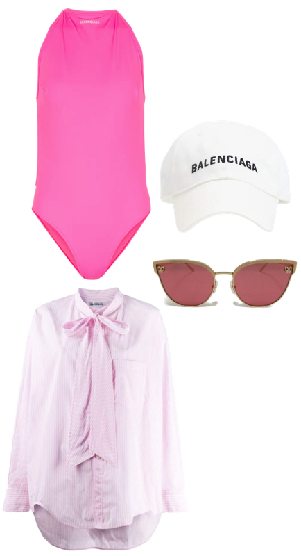 Diana Jenkins’ Pink Swim Outfit and Sunglasses