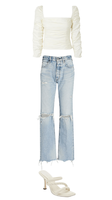 Kristin Cavallari's White Ruched Top and Distressed Jeans