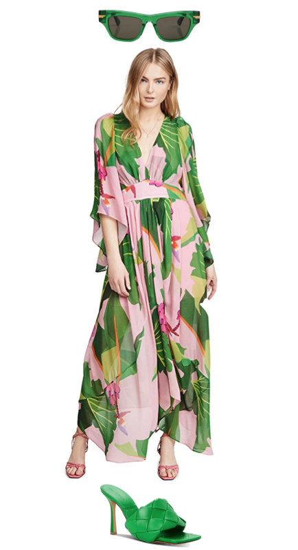 Kyle Richards’ Pink and Green Tropical Print Dress 2