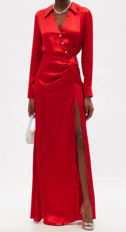 Lisa Rinna’s Red Satin Maxi Dress