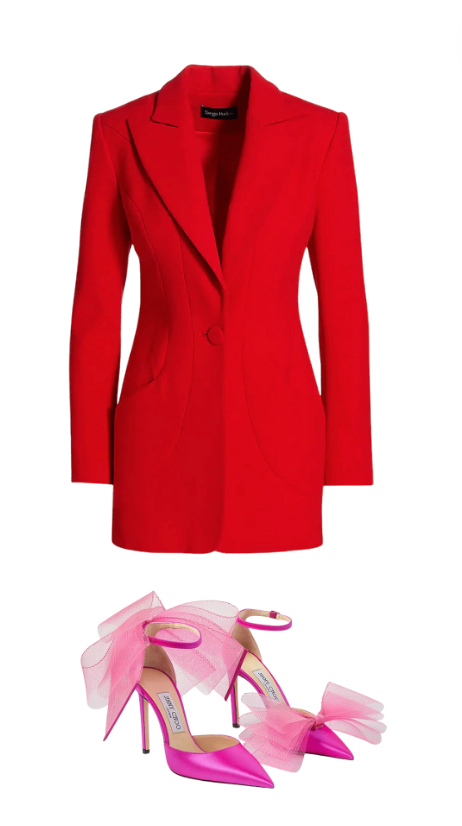Marlo Hampton's Red Blazer and Pink Bow Heels