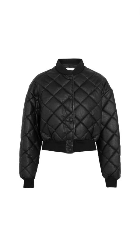 Sheree Whitfield's Black Quilted Bomber Jacket