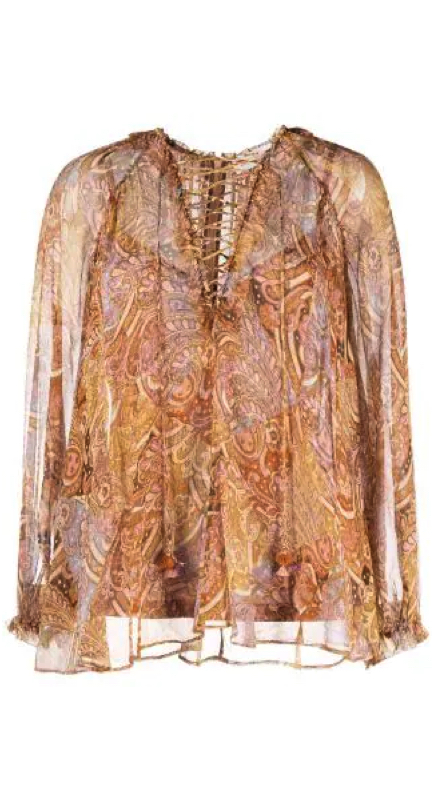 Sutton Stracke’s Paisley Lace Up Blouse