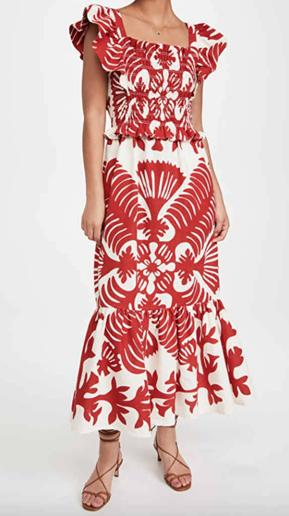 Sutton Stracke's Red and White Printed Dress