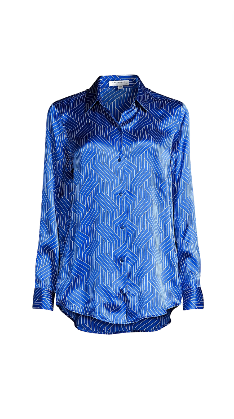 Kyle Richards' Blue and White Printed Blouse