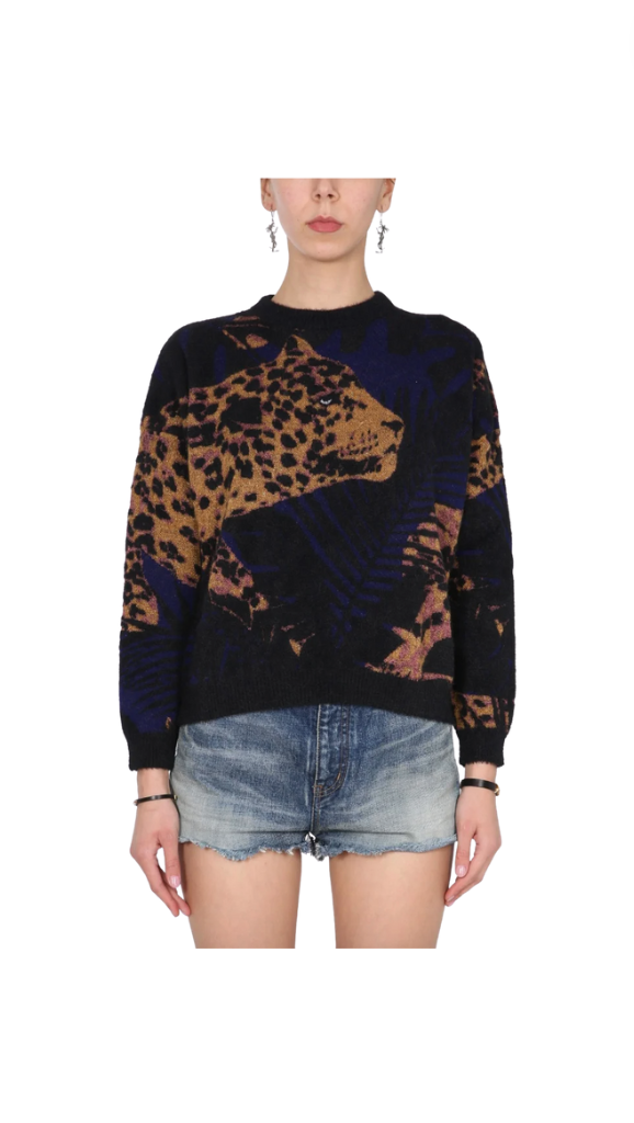 Sutton Stracke's Blue Leopard Sweater