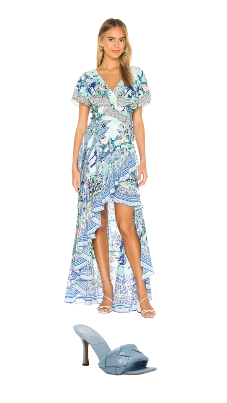 Bethenny Frankel's Blue Floral Ruffle Dress