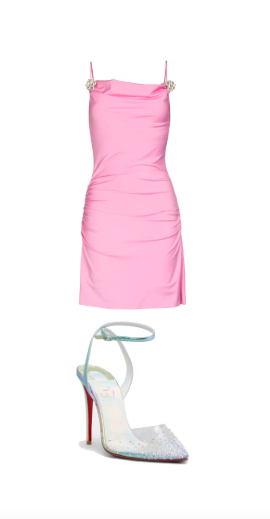 Caroline Brooks' Wearing a Pink Mach & Mach Dress
