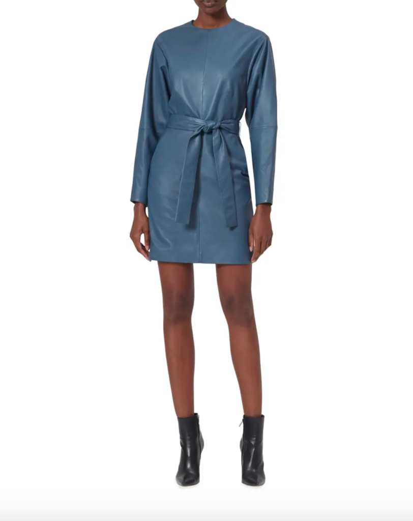 Crystal Kung Minkoff's Blue Belted Leather Dress 