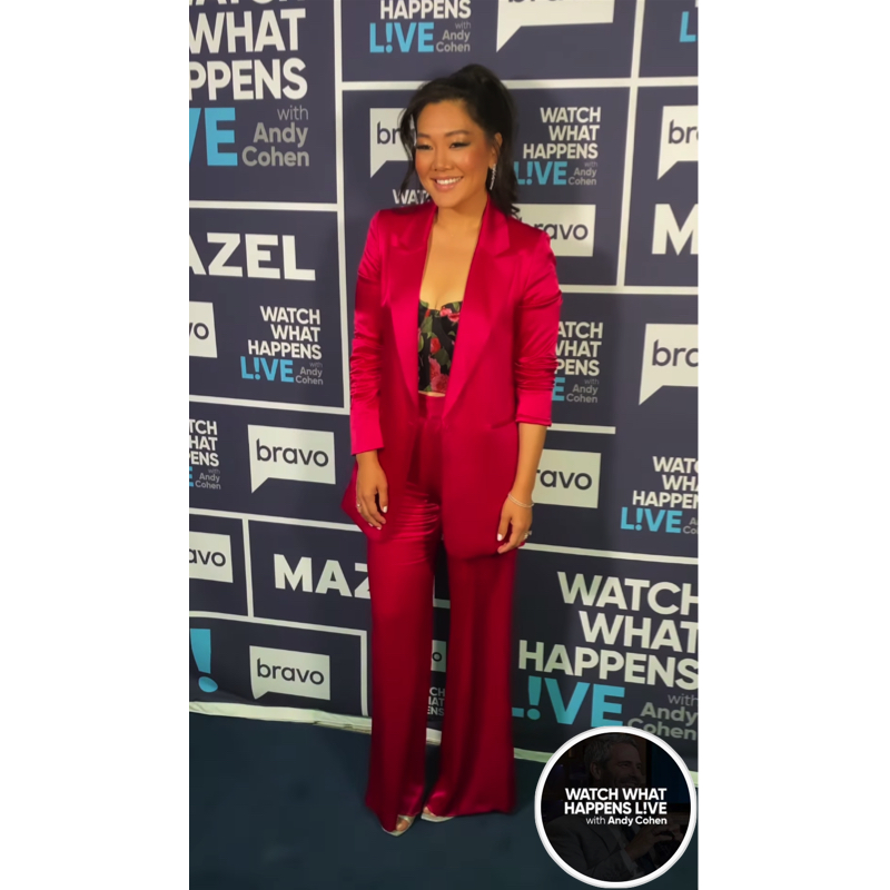 Crystal Kung Minkoff’s Satin Suit on WWHL 1