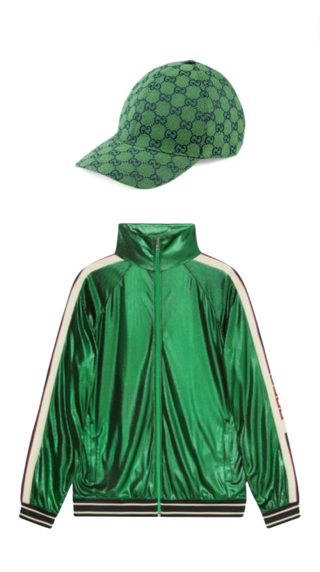 Diana Jenkins' Green Metallic Jacket and Hat