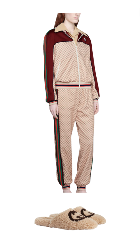 Diana Jenkins' Gucci Tracksuit and Slippers