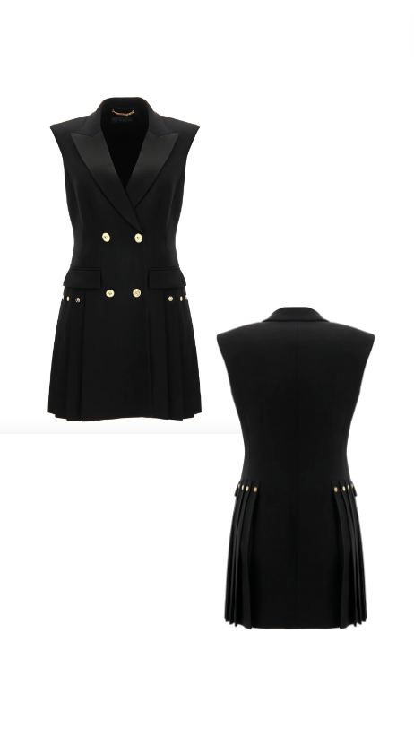 Dorit Kemsley's Black Pleated Sleeveless Blazer Dress
