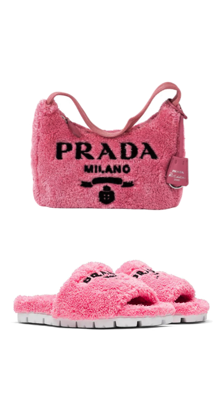 Erika Jayne’s Pink Fur Slides and Bag 1