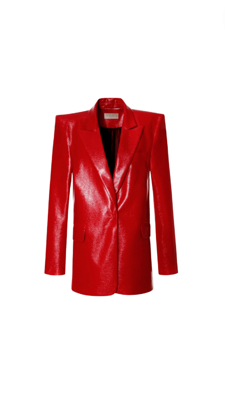 Garcelle Beauvais' Red Leather Confessional Blazer