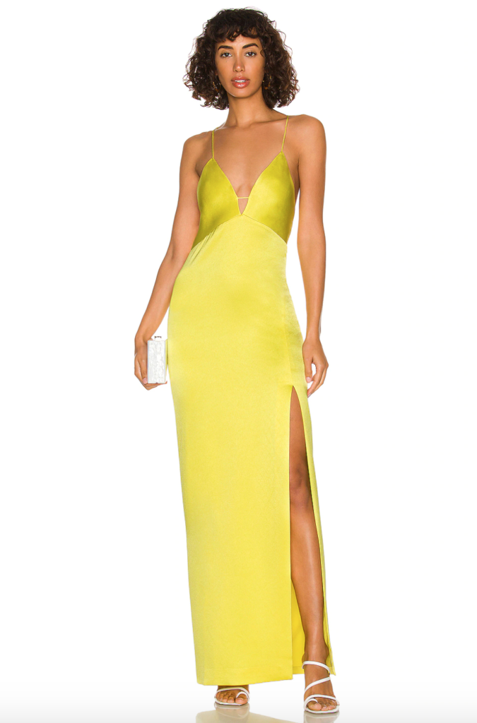 Kenya Moore's Yellow Satin Maxi Dress