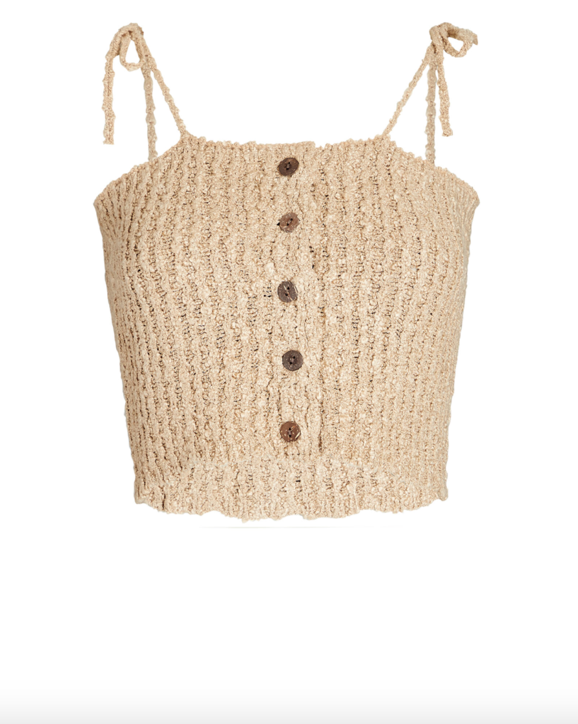 Kristin Cavallari's Beige Knit Button Front Crop Top