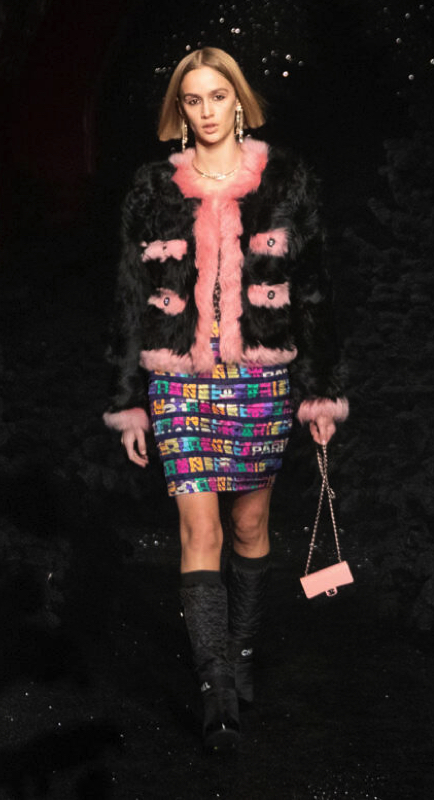Kyle Richards’ Black and Pink Shearling Jacket 1
