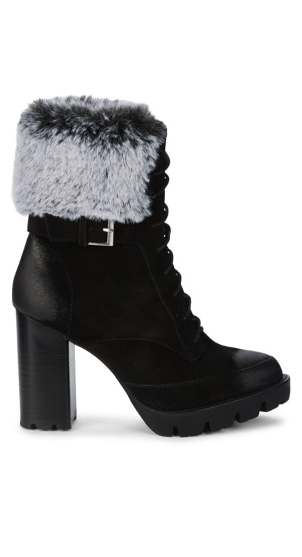 Crystal Kung Minkoff’s Black Fur Trim Boots