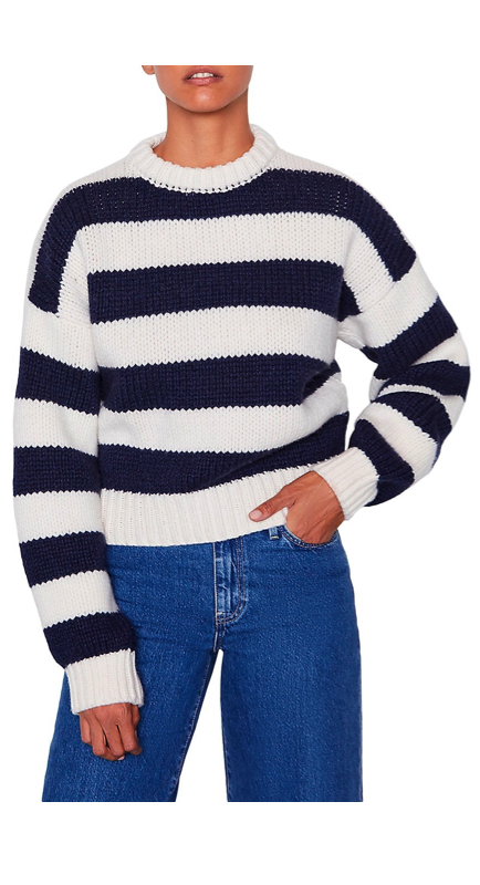 Crystal Kung Minkoff’s Navy and White Striped Sweater