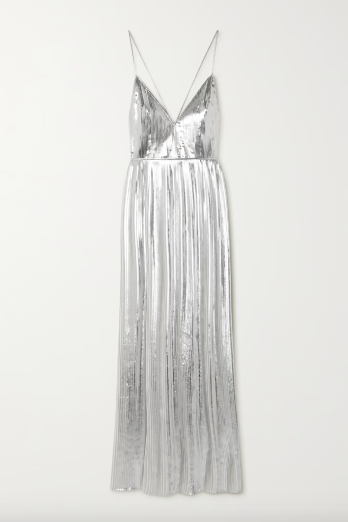 Diana Jenkins' Silver Pleated Gown