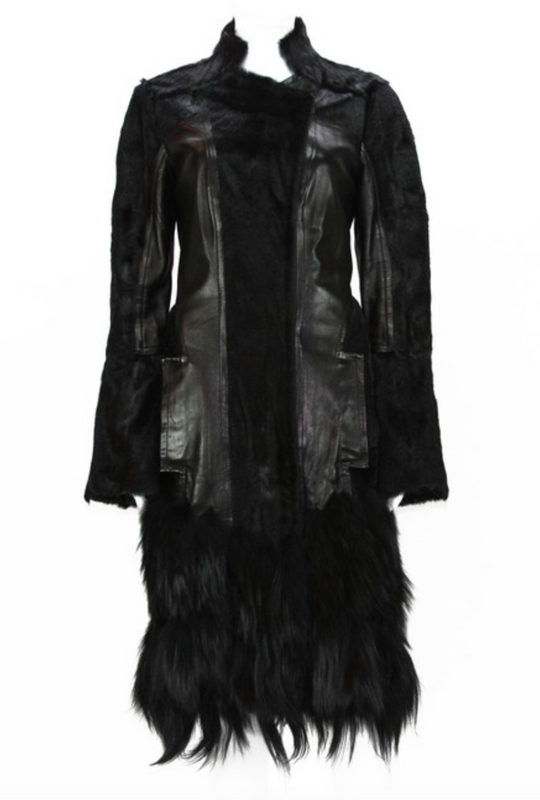 Dorit Kemsley's Black Fur Leather Coat