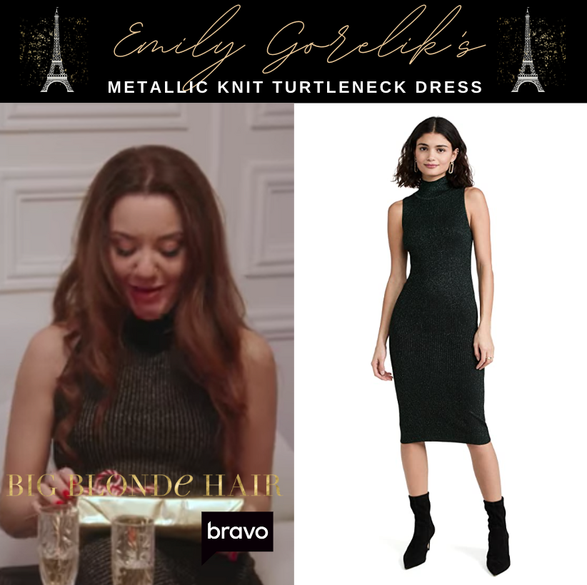 Emily Gorelik's Metallic Knit Turtleneck Dress
