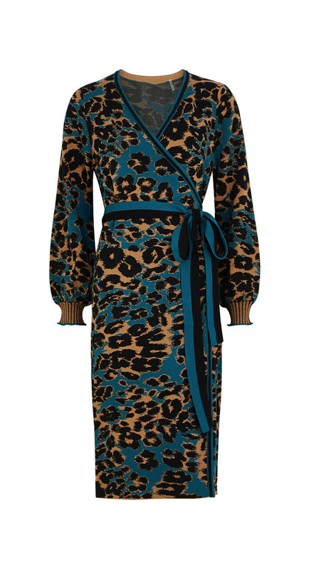 Garcelle Beauvais’ Blue and Leopard Sweater Dress 1