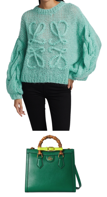 Heather Gay’s Turquoise Sweater and Green Bag
