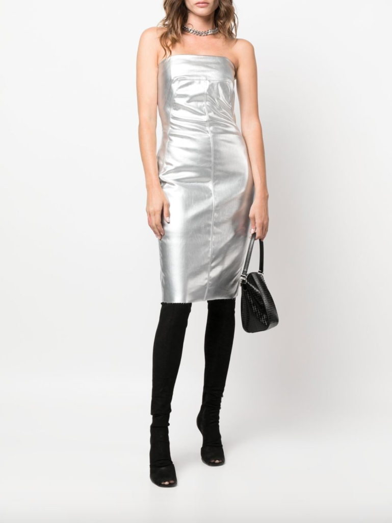 Lisa Barlow's Silver Strapless Dress