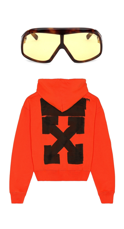 Lisa Rinna’s Yellow Sunglasses and Orange Sweatshirt