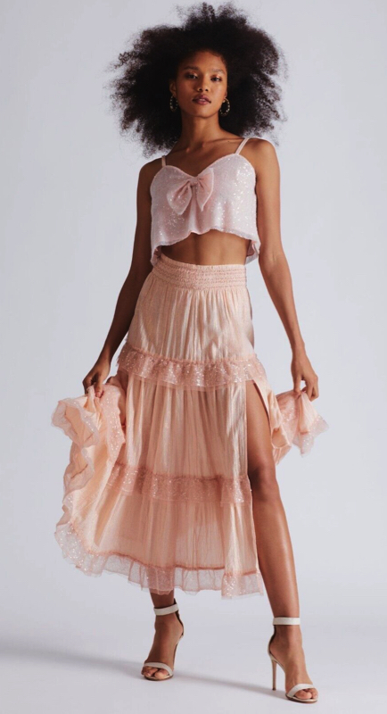 Madison LeCroy’s Pink Sequin Bow Top and Ruffle Skirt
