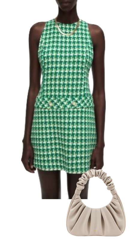 Paige DeSorbo’s Green Houndstooth Dress