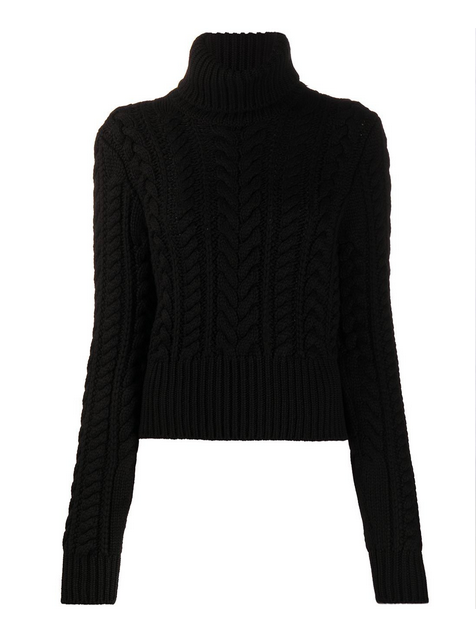 Sutton Stracke's Black Cable Knit Sweater