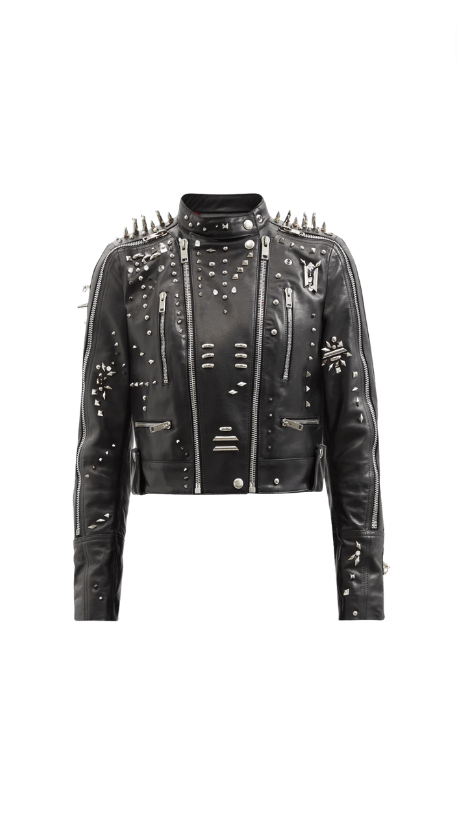 Sutton Stracke's White Studded Leather Jacket