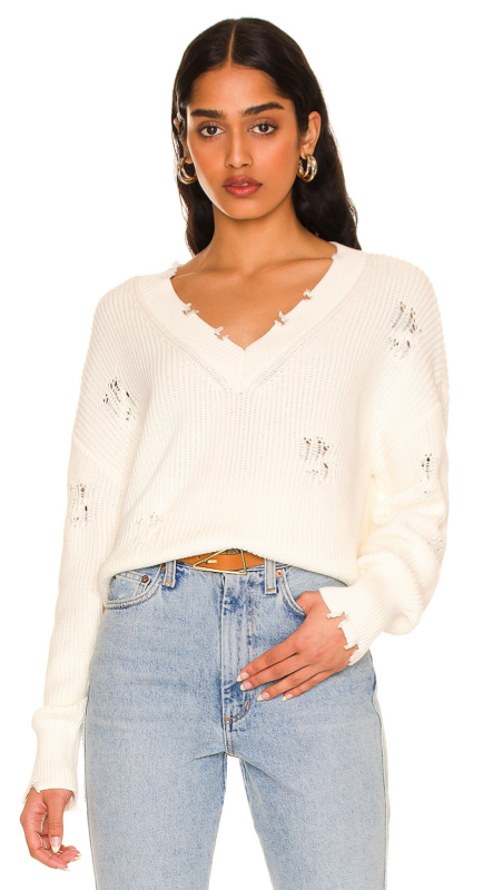 Whitney Rose’s White Distressed Sweater 1