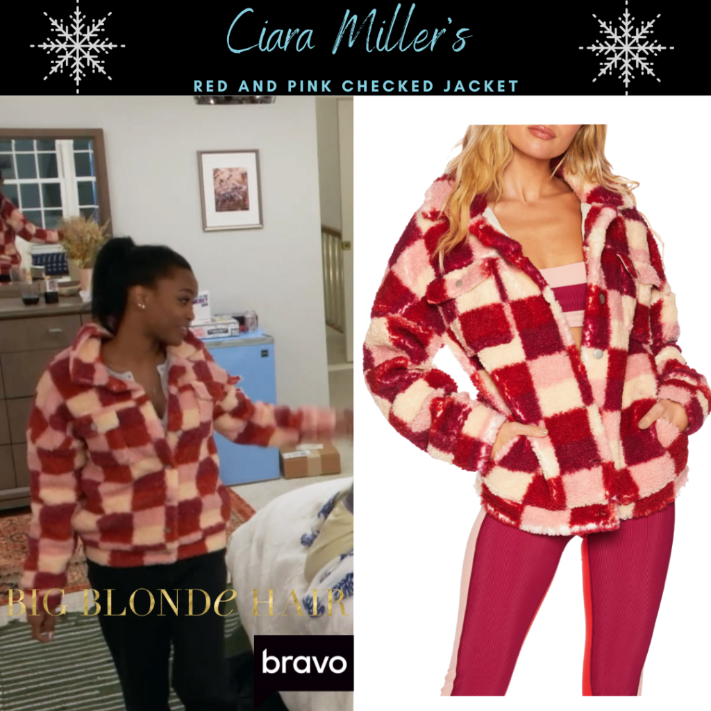 Ciara Miller's Red and Pink Checked Jacket