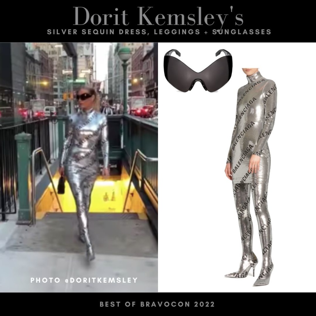 Dorit Kemsley's Silver Sequin Balenciaga Outfit at Bravocon 2022
