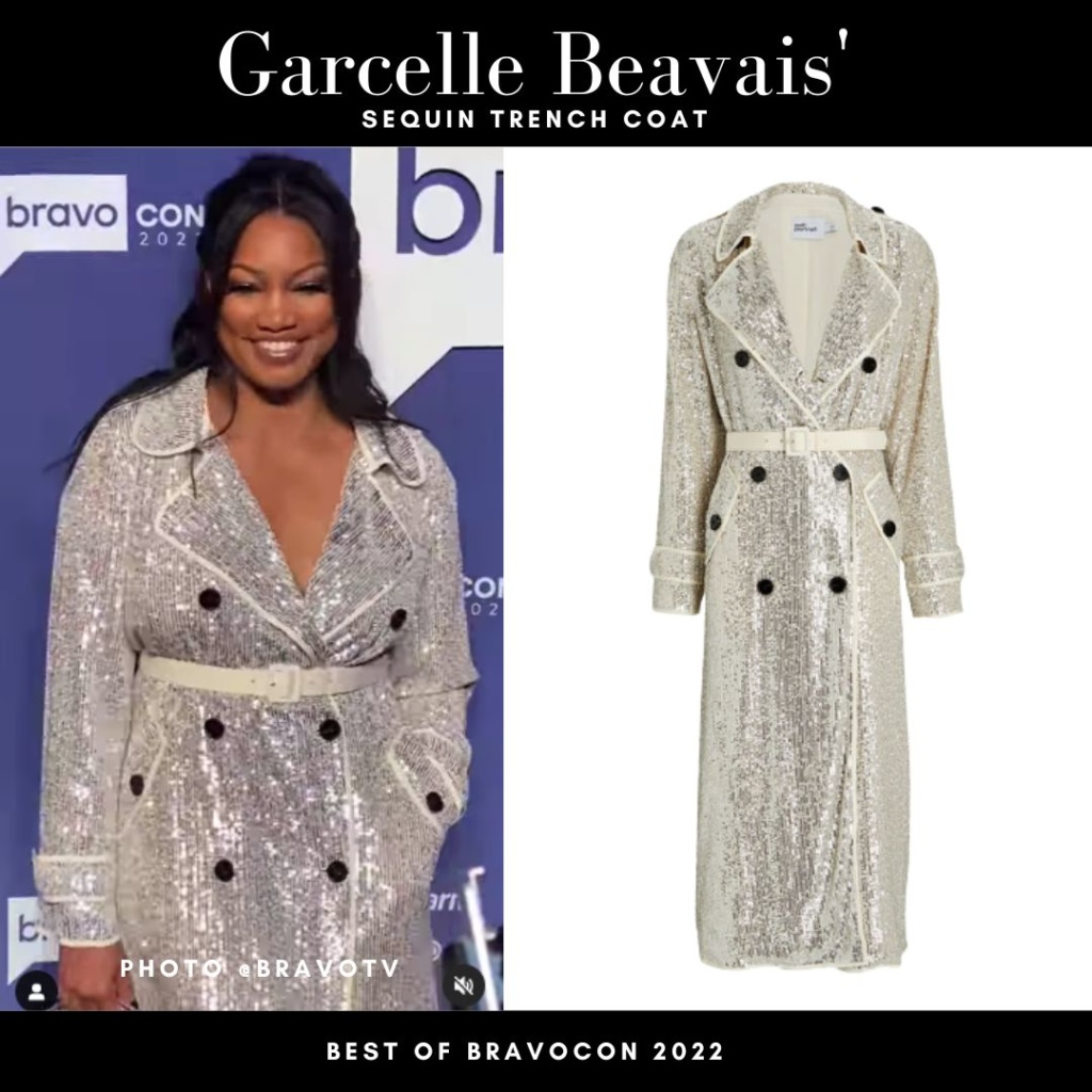 Garcelle Beauvais' Sequin Trench Coat at Bravocon 2022