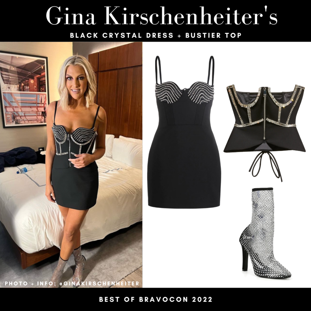 Gina Kirschenheiter’s Black Crystal Dress + Bustier Top