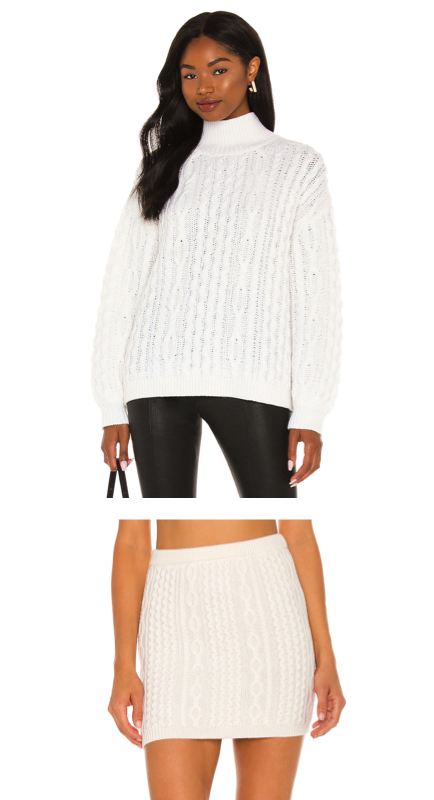 Heather Gay's White Cable Knit Sweater and Skirt
